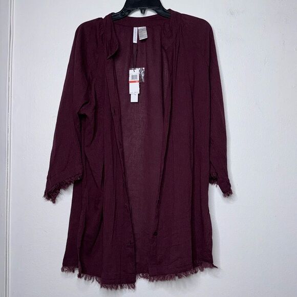 Sanctuary Womens Button Front Swim Coverup Burgundy Size XS - Picture 1 of 6